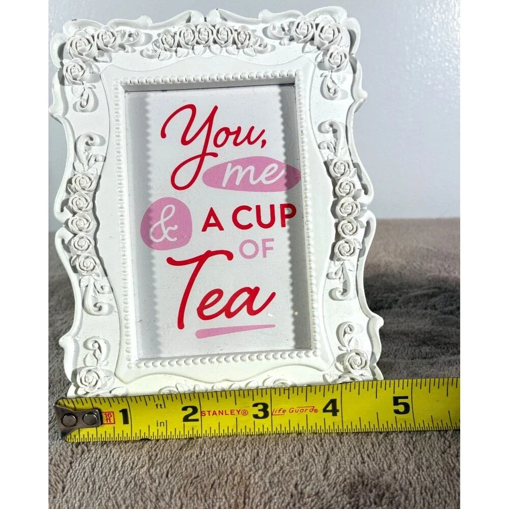 White Rose Floral 4x6 Picture Frame Ornate Shabby Chic Tabletop Wall Decor